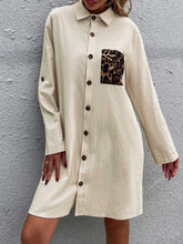 Women's solid color single-breasted lapel long-sleeved loose mid-length dress Sai Feel